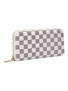 NWT Daisy Rose Zip Around Wallet & Phone Clutch - Gray/Cream Checkered